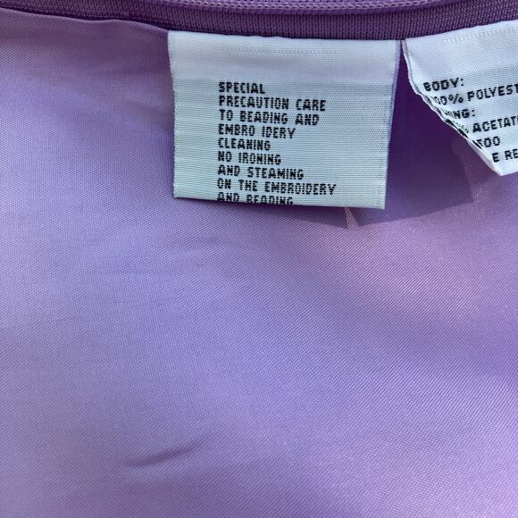 Louise Ricci Top Blouse Sz 18 Purple Beaded square Neckline Rhinestone Y2K Glam - Picture 14 of 16